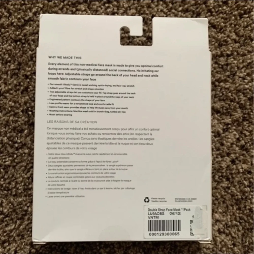 NWT Lululemon Face Mask